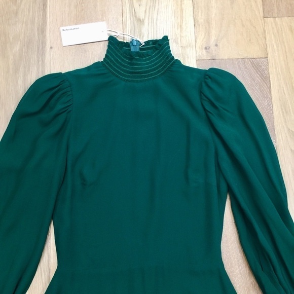 Reformation Archie Mini Dress Emerald Green Size 2 - Picture 8 of 16